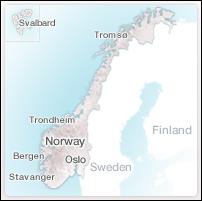 Kaart van Noorwegen